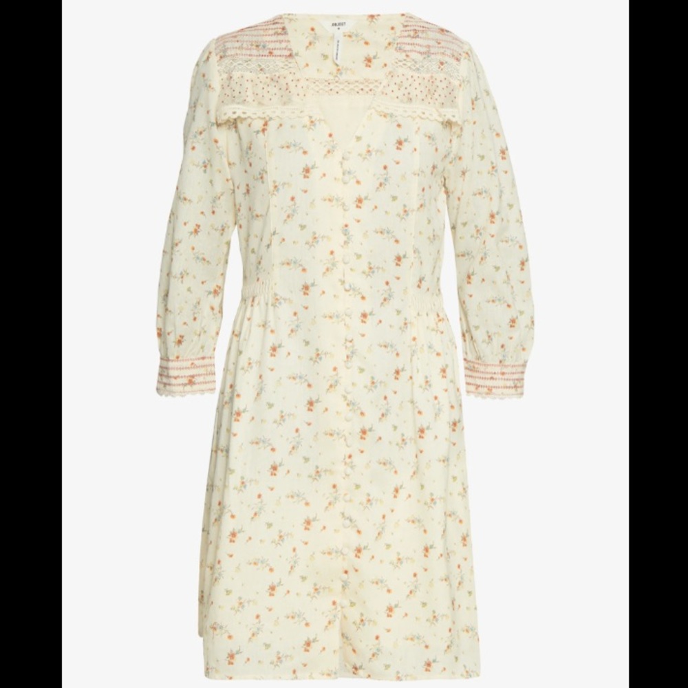 NWT Object Breeze 3/4 Dress Floral Lace Shirt 38 M